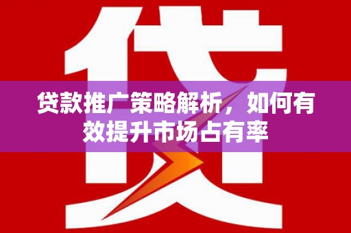 龙口贷款推广策略解析，如何有效提升市场占有率