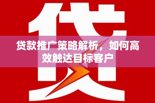 龙口贷款推广策略解析，如何高效触达目标客户